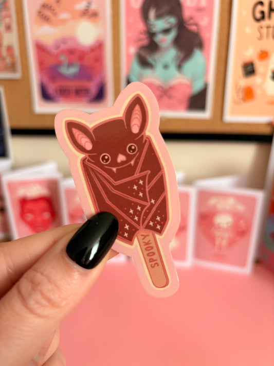 Summerween Bat Popsicle Lolly Sticker, Spooky Sticker, Halloween Decal