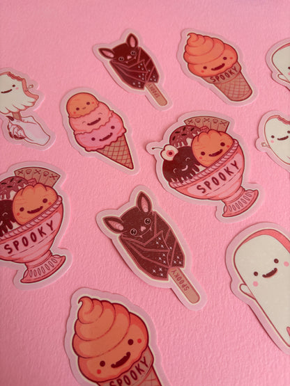 Summerween Ghost Popsicle Lolly Sticker, Spooky Sticker, Halloween Decal