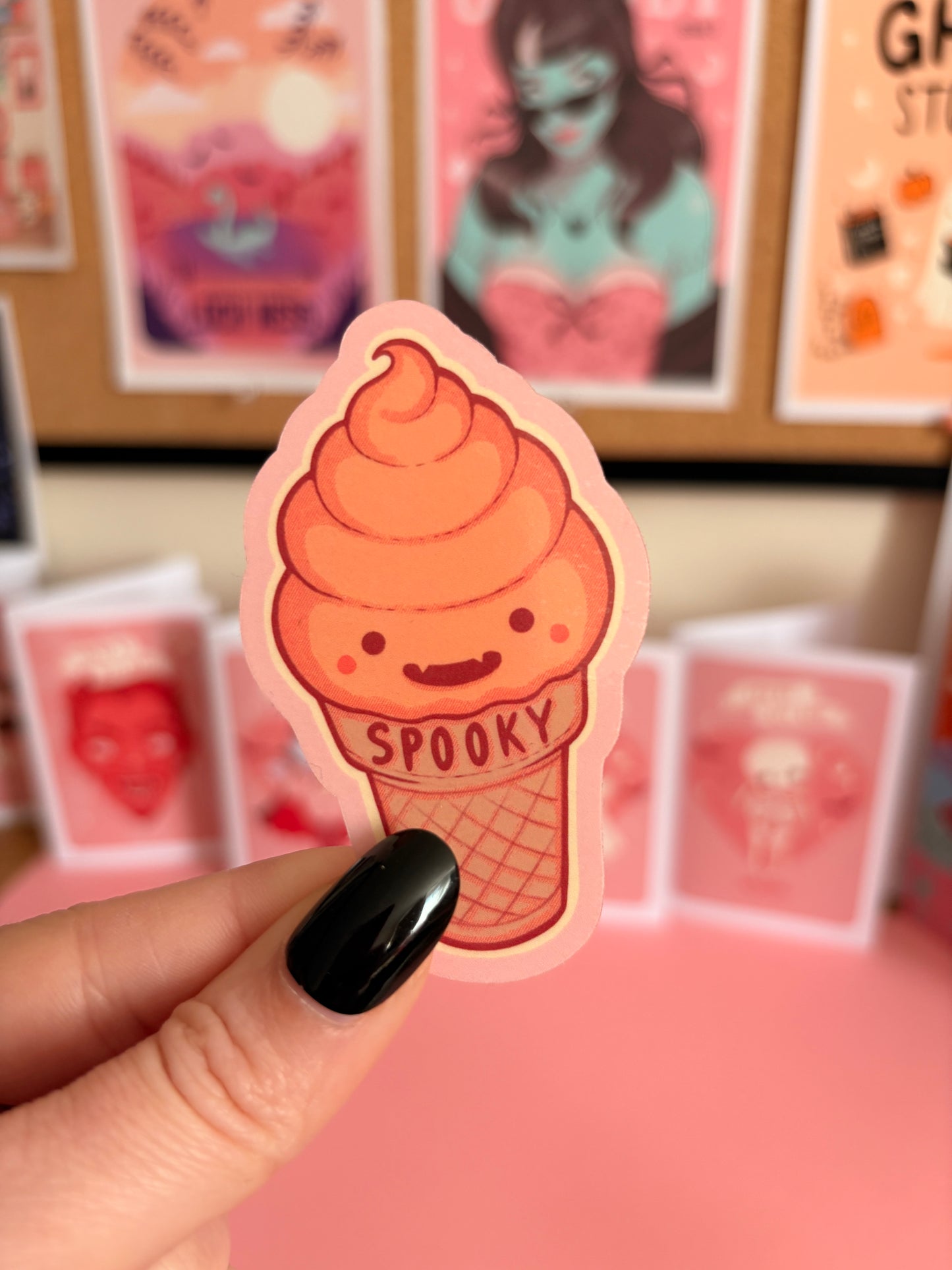 Summerween Pumpkin Soft Serve Ice Cream Cone Sticker, Spooky Sticker, Halloween Decal