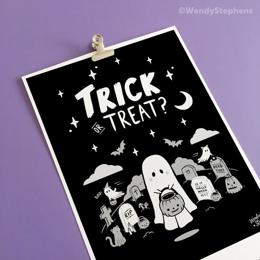 Trick or Treat Cute Ghost Art Print