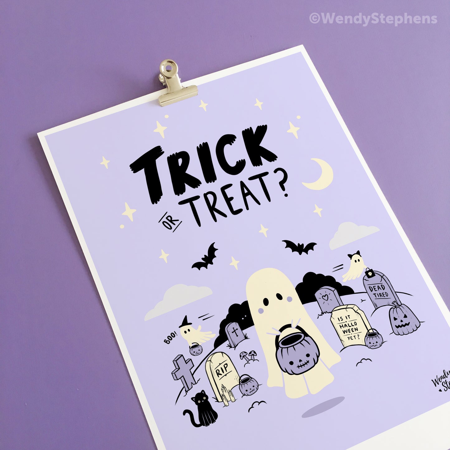 Trick or Treat Cute Ghost Art Print