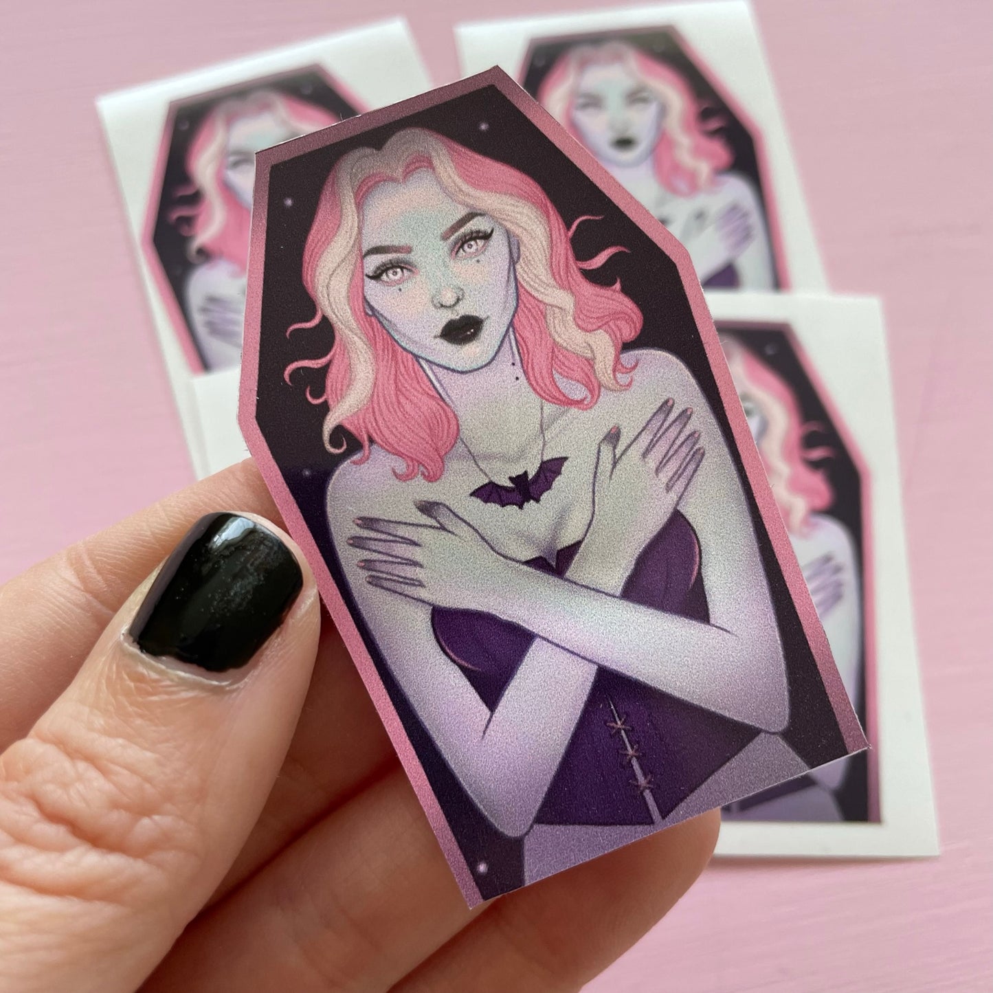 Vampire Girl Coffin Spooky Vinyl Sticker
