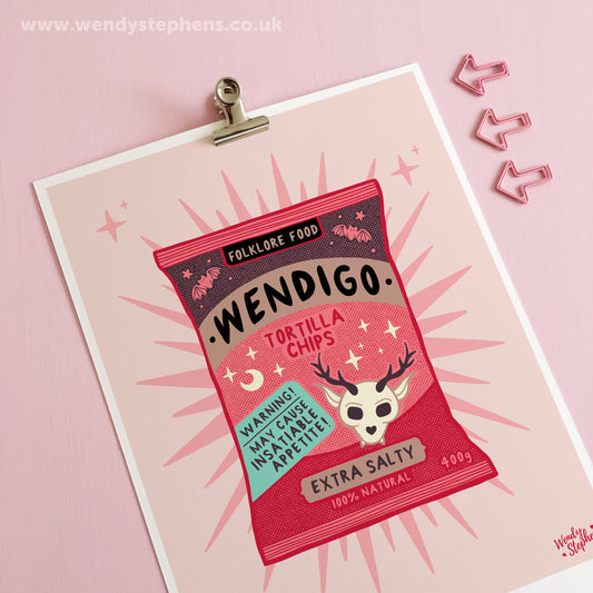 Wendigo Chips Cryptid Art Print