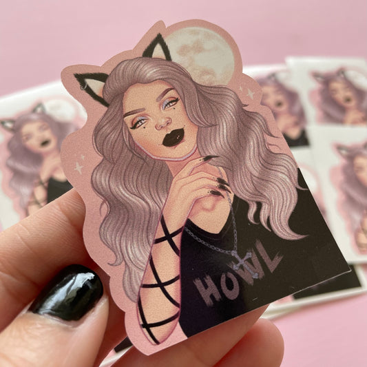 Werewolf Monster Girl Spooky Vinyl Sticker