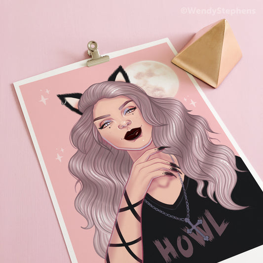 Werewolf Monster Girl Art Print