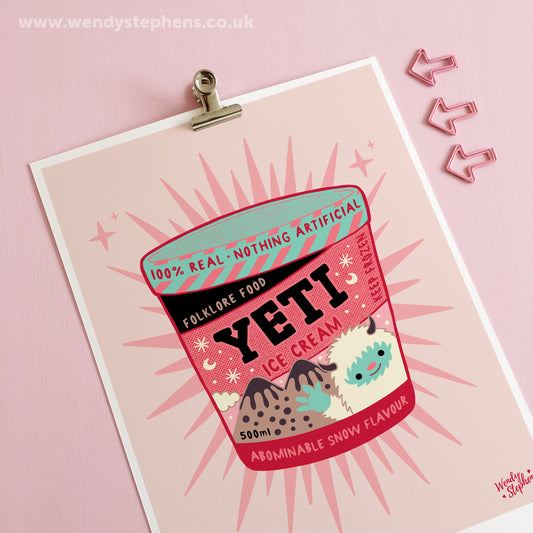 Yeti Ice Cream Cryptid Art Print