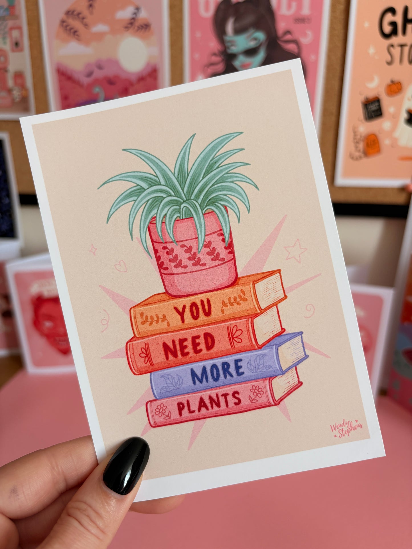 You Need More House Plants, Book Lover Wall Art, Reading Nook Bookshelf Art Print