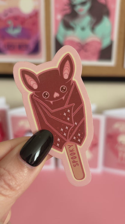 Summerween Bat Popsicle Lolly Sticker, Spooky Sticker, Halloween Decal