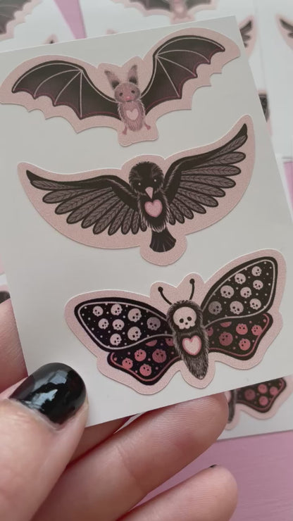Crow Bat Moth Vinyl Stickers