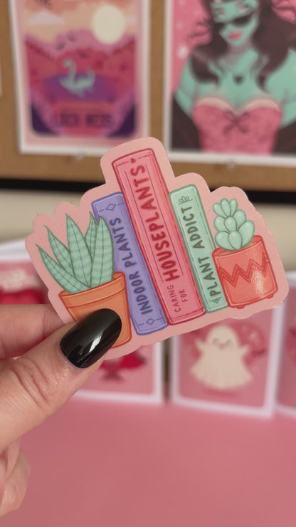 Plants & Books Sticker, Bookish Stickers, Book Lover Stickers for Spooky Readers