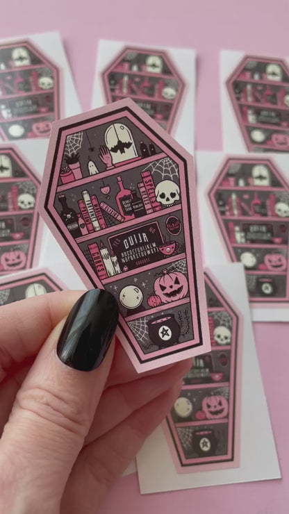 Coffin Shelf Pink Spooky Vinyl Sticker