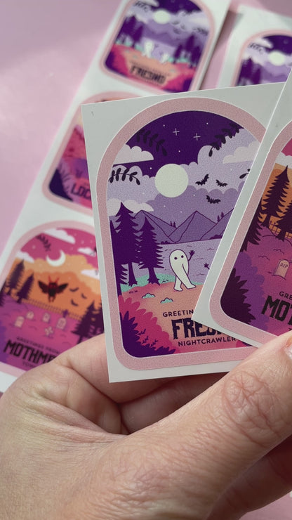 Fresno Nightcrawler Cryptid Travel Poster Vinyl Sticker
