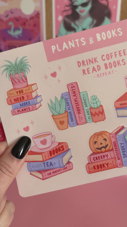 Plants & Books Sticker Sheet, Bookish Stickers
