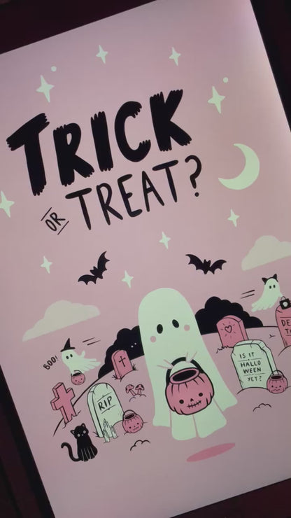 Trick or Treat Cute Ghost Art Print
