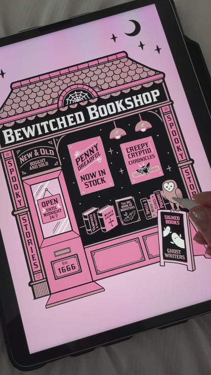 Bewitched Bookshop Witch Art Print