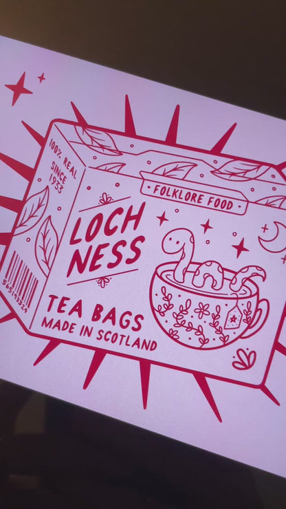 Loch Ness Monster Tea Bags Art Print