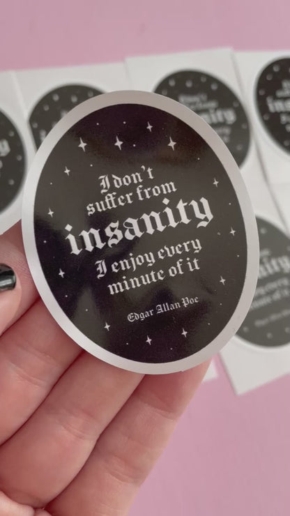 Edgar Allen Poe Insanity Vinyl Sticker