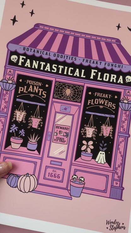 Fantastical Flora Plant Shop Witch Art Print
