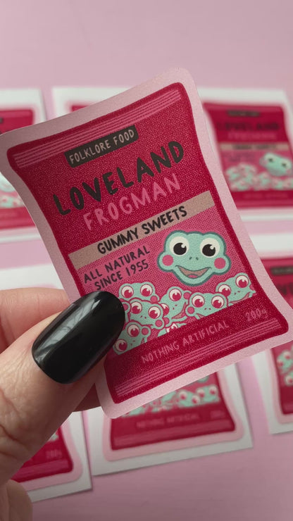 Lovelands Frogman Gummy Sweets Cryptid Vinyl Sticker