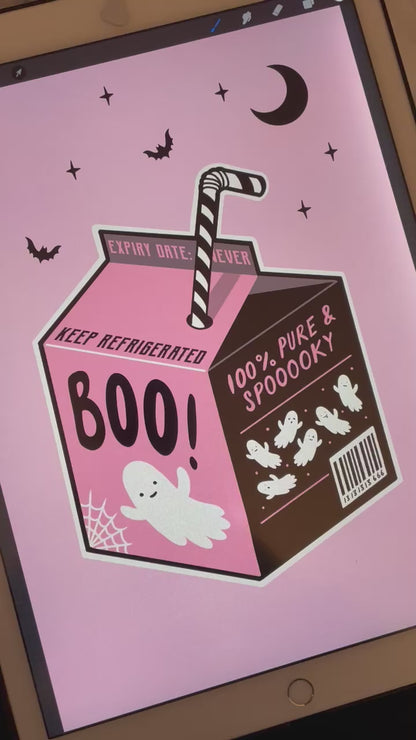 Ghost Milk Carton Spooky Art Print