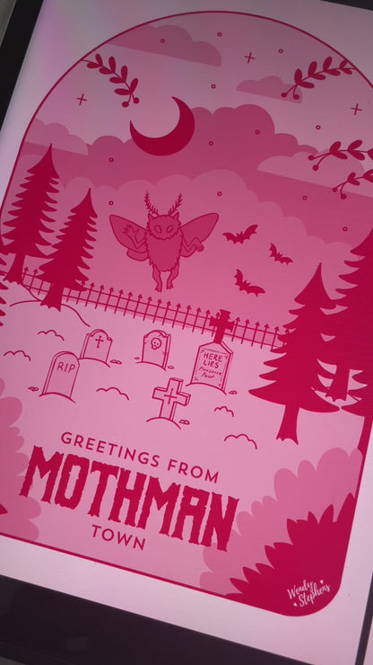 Mothman Cryptid Travel Poster Art Print