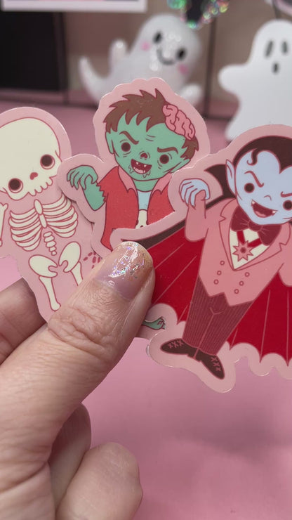 Spooky Monster Stickers: Skeleton, Zombie, Vampire Vinyl Sticker