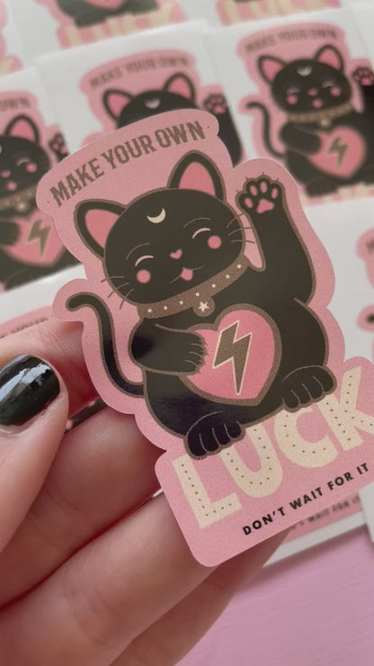Lucky Fortune Cat Spooky Vinyl Sticker