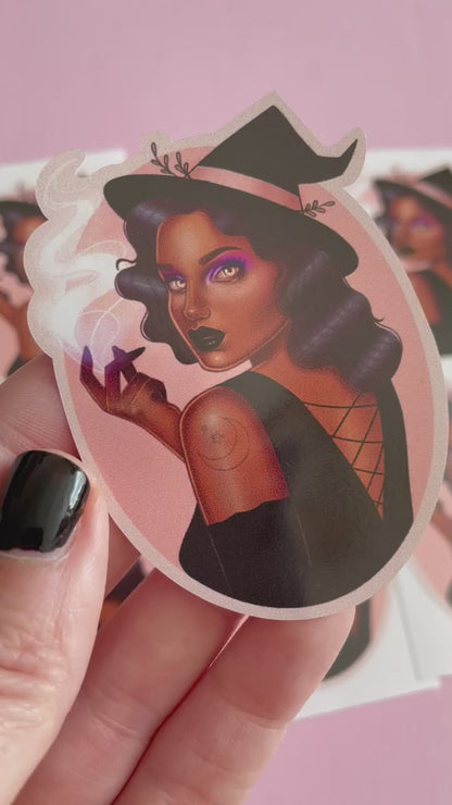 Morgan Pin Up Witch Spooky Gothic Vinyl Sticker