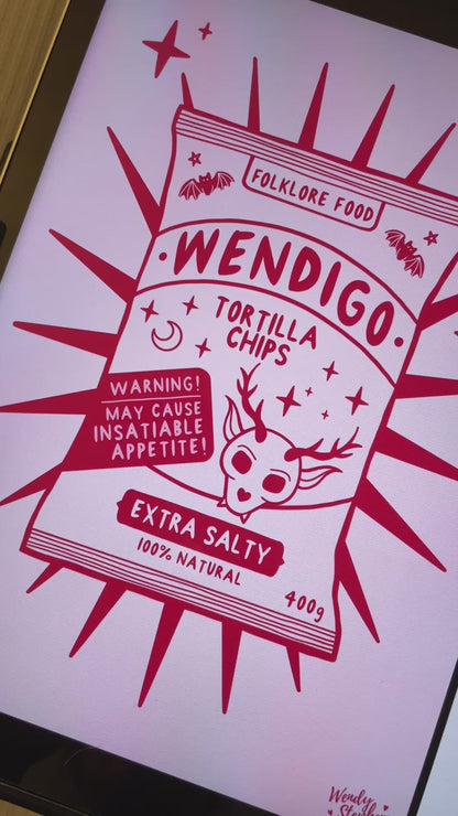 Wendigo Chips Cryptid Gothic Art Print