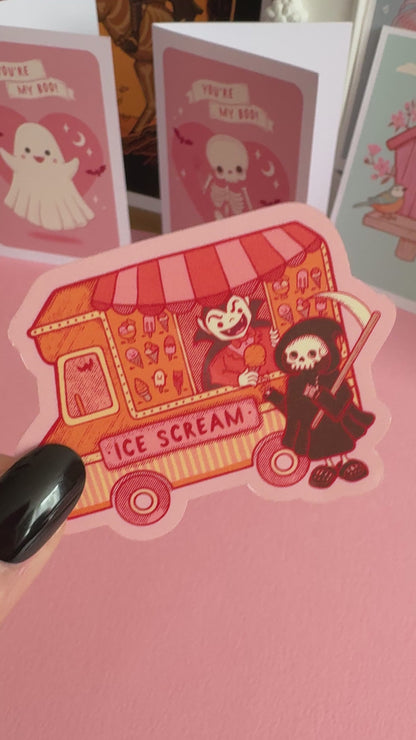 Summerween Ice Cream Van Spooky Vinyl Sticker
