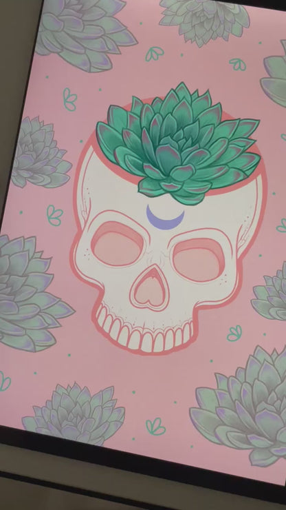 Skull Planter Succulent Art Print