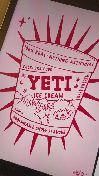 Yeti Ice Cream Cryptid Art Print