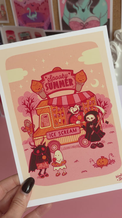 Summerween Mothman Ice Cream Van Art Print