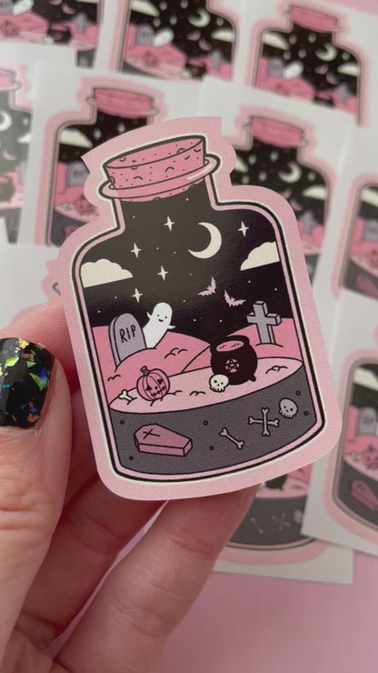 Graveyard Terrarium Spooky Vinyl Sticker