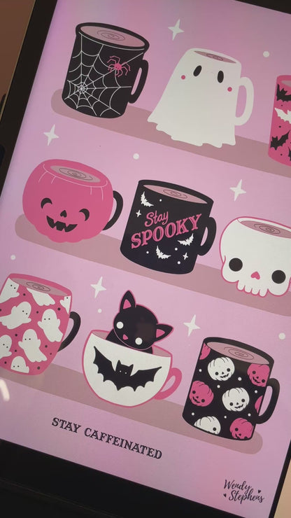 Spooky Coffee Mugs Spooky Art Print