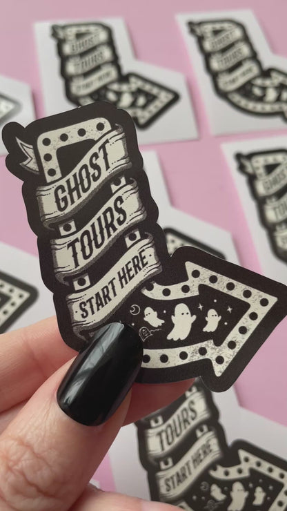 Ghost Tours Start Here Vinyl Sticker, Cute Ghost Stickers