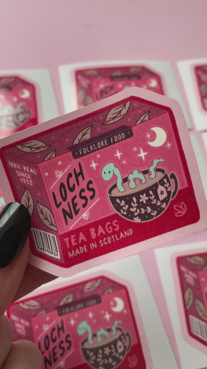 Loch Ness Monster Tea Bags Cryptid Vinyl Sticker
