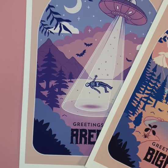 Cryptid travel poster art prints