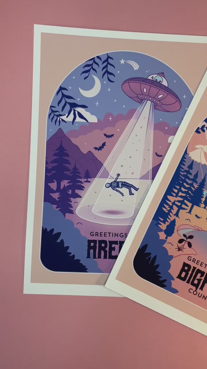 Cryptid travel poster art prints