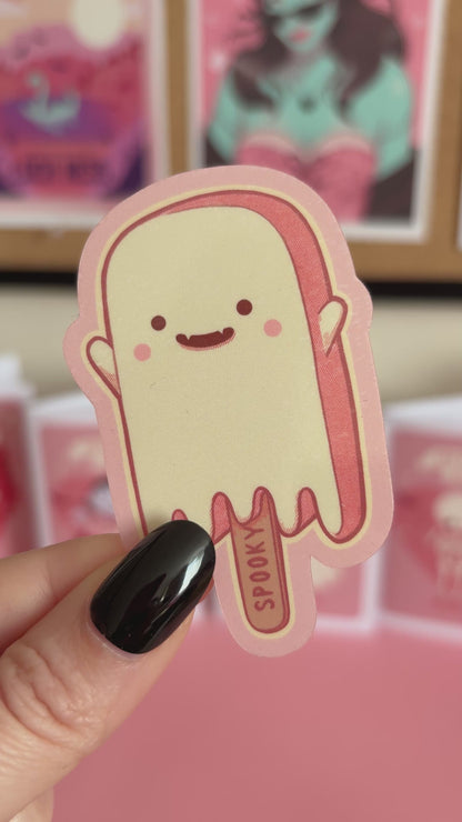 Summerween Ghost Popsicle Lolly Sticker, Spooky Sticker, Halloween Decal