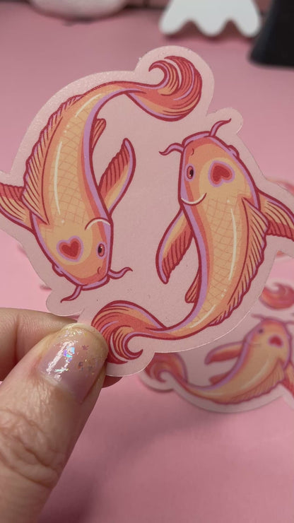 Cute Pink Ghost Koi Fish Spooky Vinyl Sticker