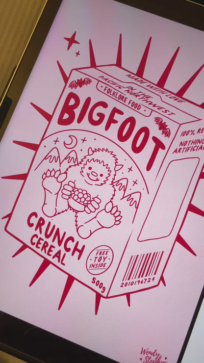 Bigfoot Cereal Cryptid Art Print