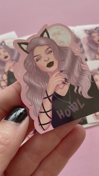 Werewolf Monster Girl Spooky Vinyl Sticker