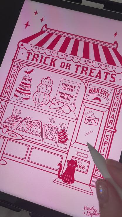 Trick or Treat Spooky Bakery Art Print