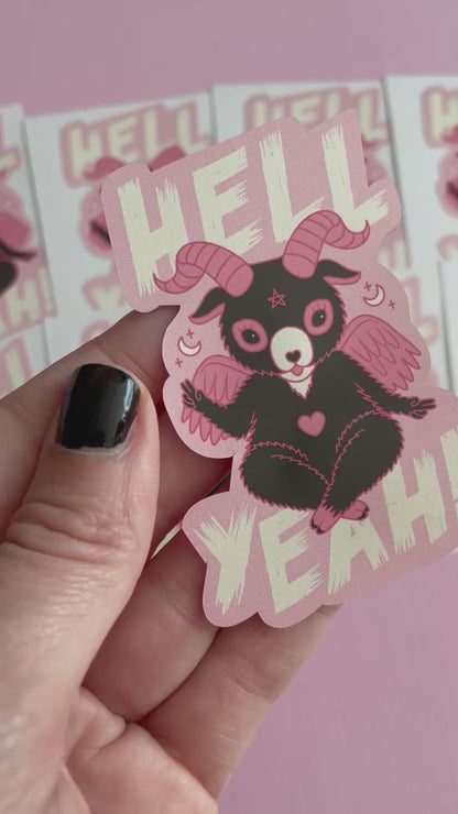 Cute Baphomet Hell Yeah Spooky Vinyl Sticker
