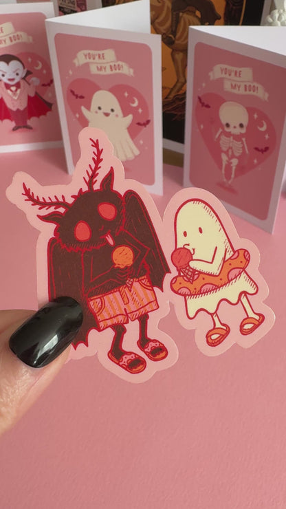 Summerween Mothman Ice Cream Spooky Vinyl Sticker