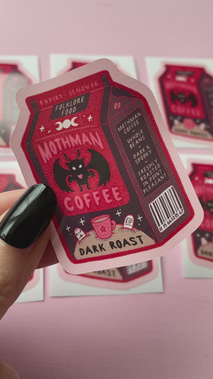 Mothman Coffee Cryptid Vinyl Sticker