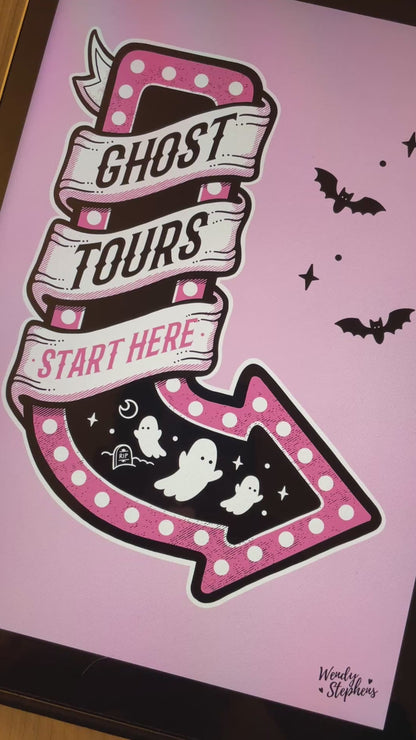 Ghost Tours Spooky Art Print, Gothic Room Decor