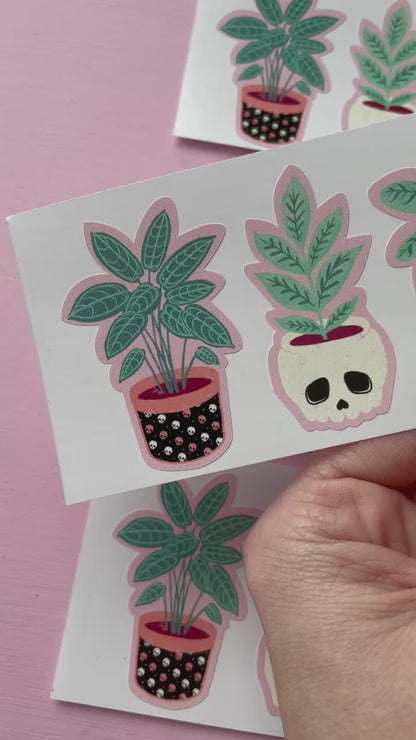 Spooky House Pot Plants Sticker Set