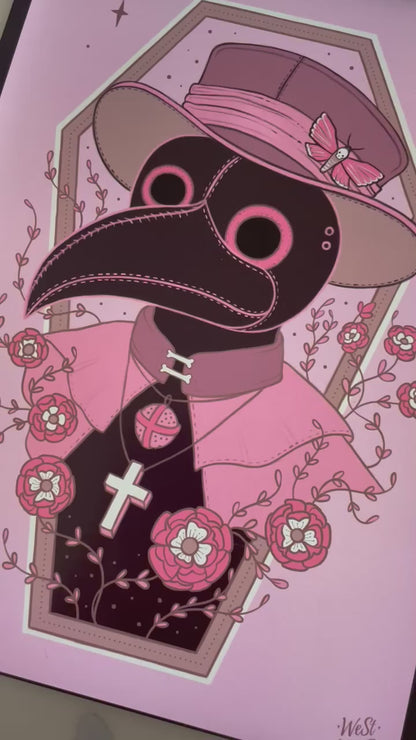 Plague Doctor Pink Gothic Art Print